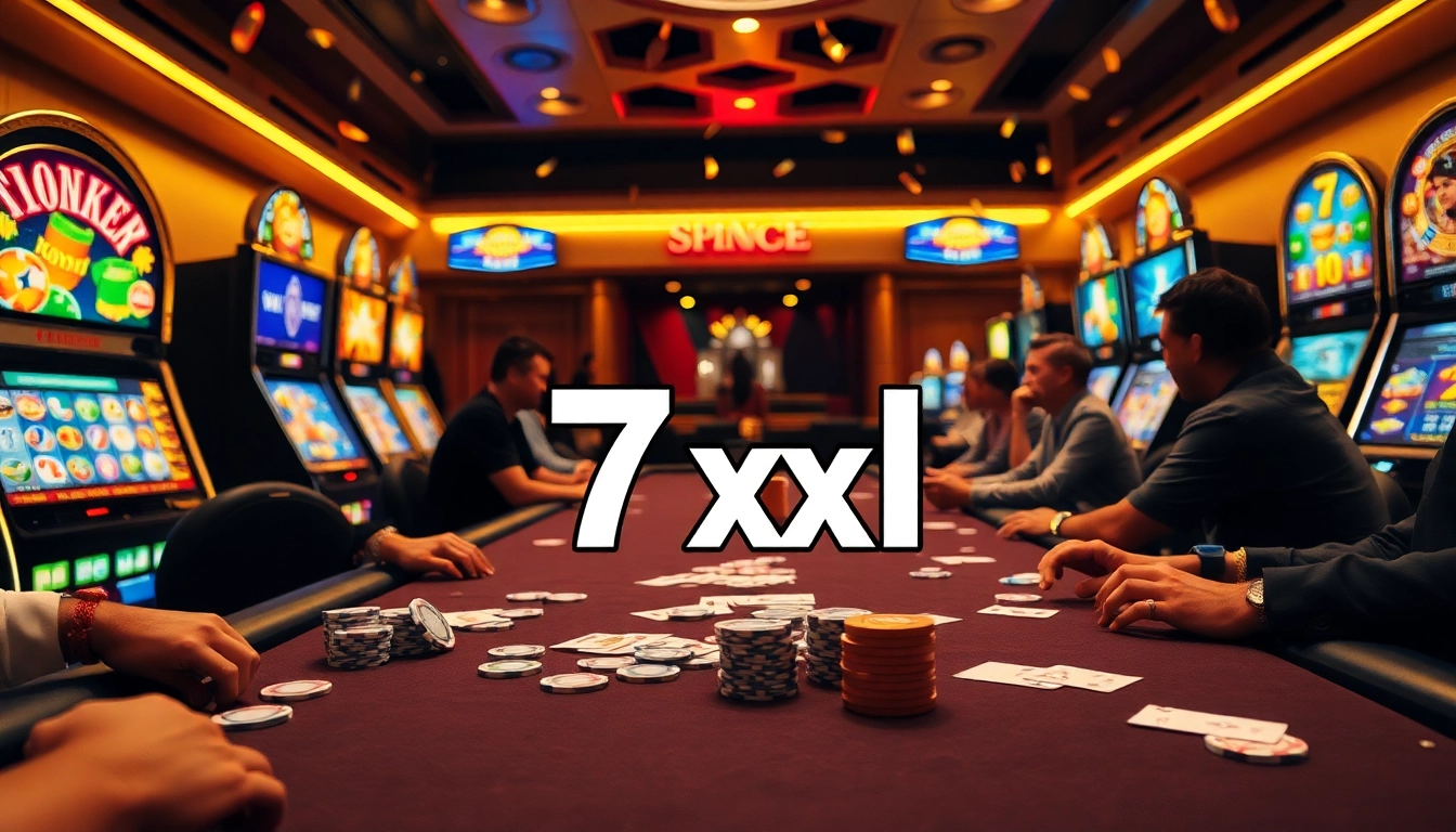 הצטרפו למשחק פוקר מרגש על שולחן המשחק התוסס של 7xl עם צ'יפים צבעוניים וקלפים.