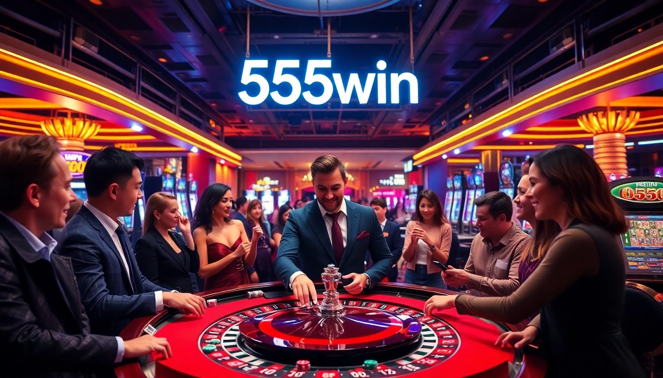 Experience the excitement of 555win at a thrilling roulette table in a luxury casino.