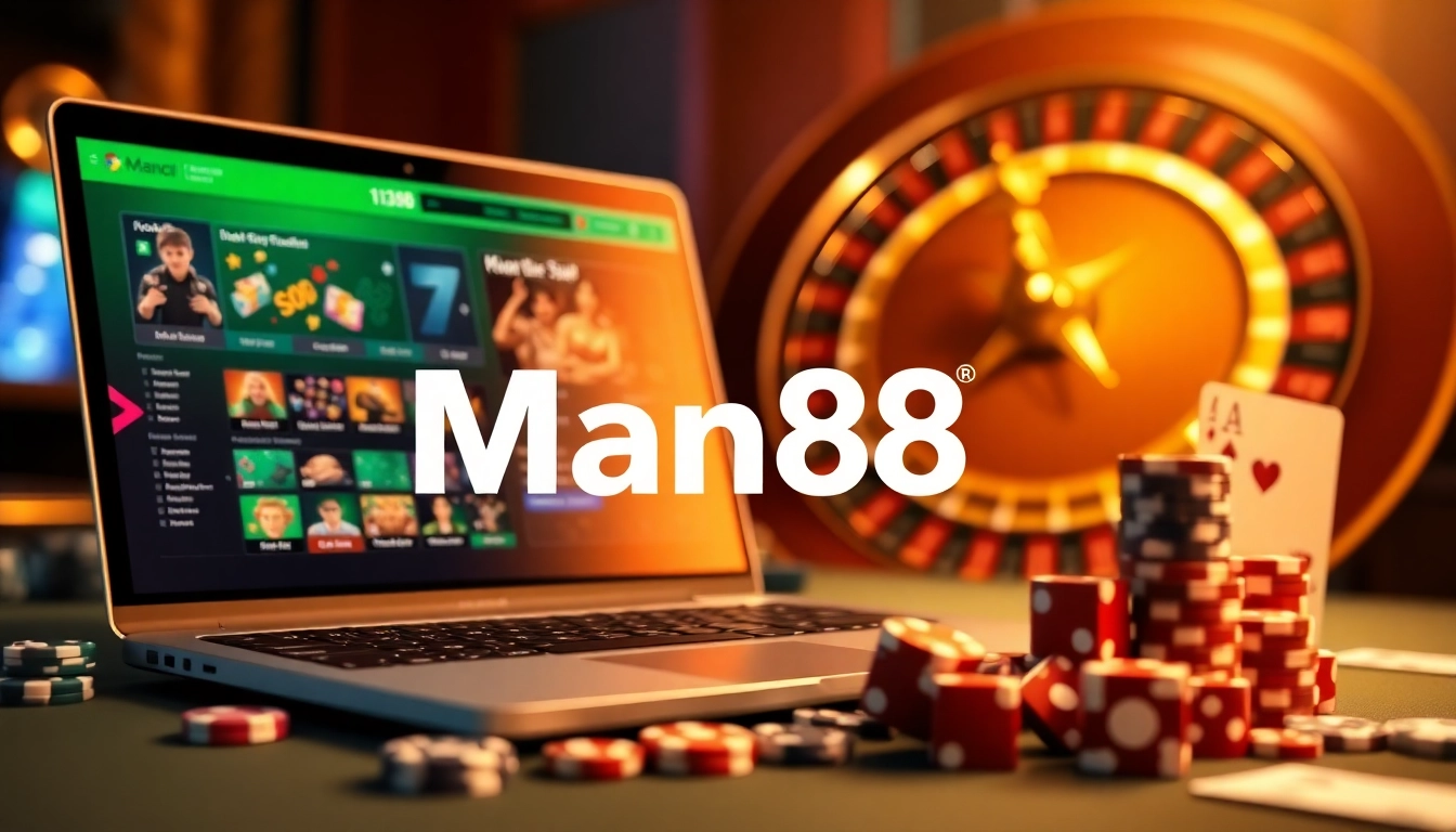 Gamble at nhà cái Man88 with vibrant casino visuals and exciting gaming elements.