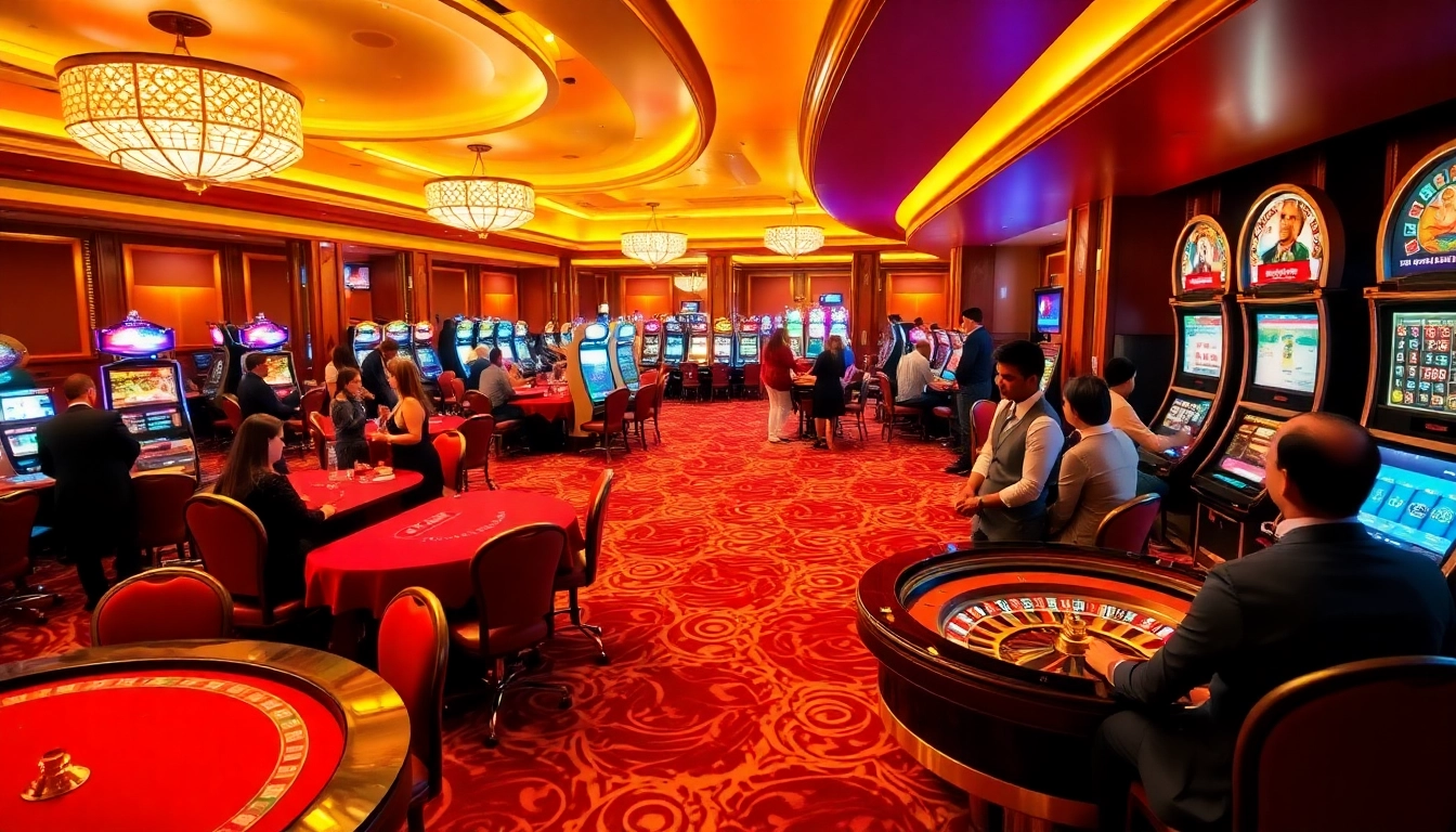 Players enjoying games at a luxurious casino scene featuring 789club's vibrant gaming atmosphere.
